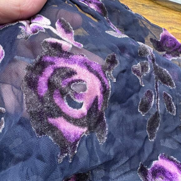 Faded Glory Size XXL Floral Velvet Burnout Top Floral Whimsigoth Fairy Grunge - Picture 10 of 14